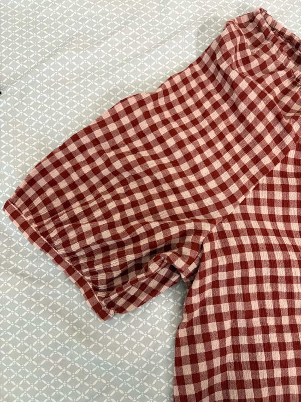 New Large Treasure & Bond Red Gingham Checkered Tie Front Top - Picture 10 of 13